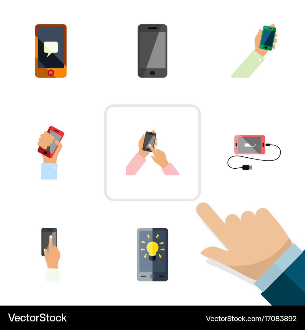 Flat icon phone set of interactive display keep vector image