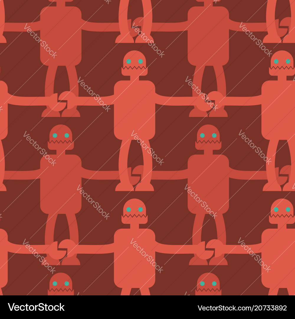 Friendly robot seamless pattern retro toy vector image