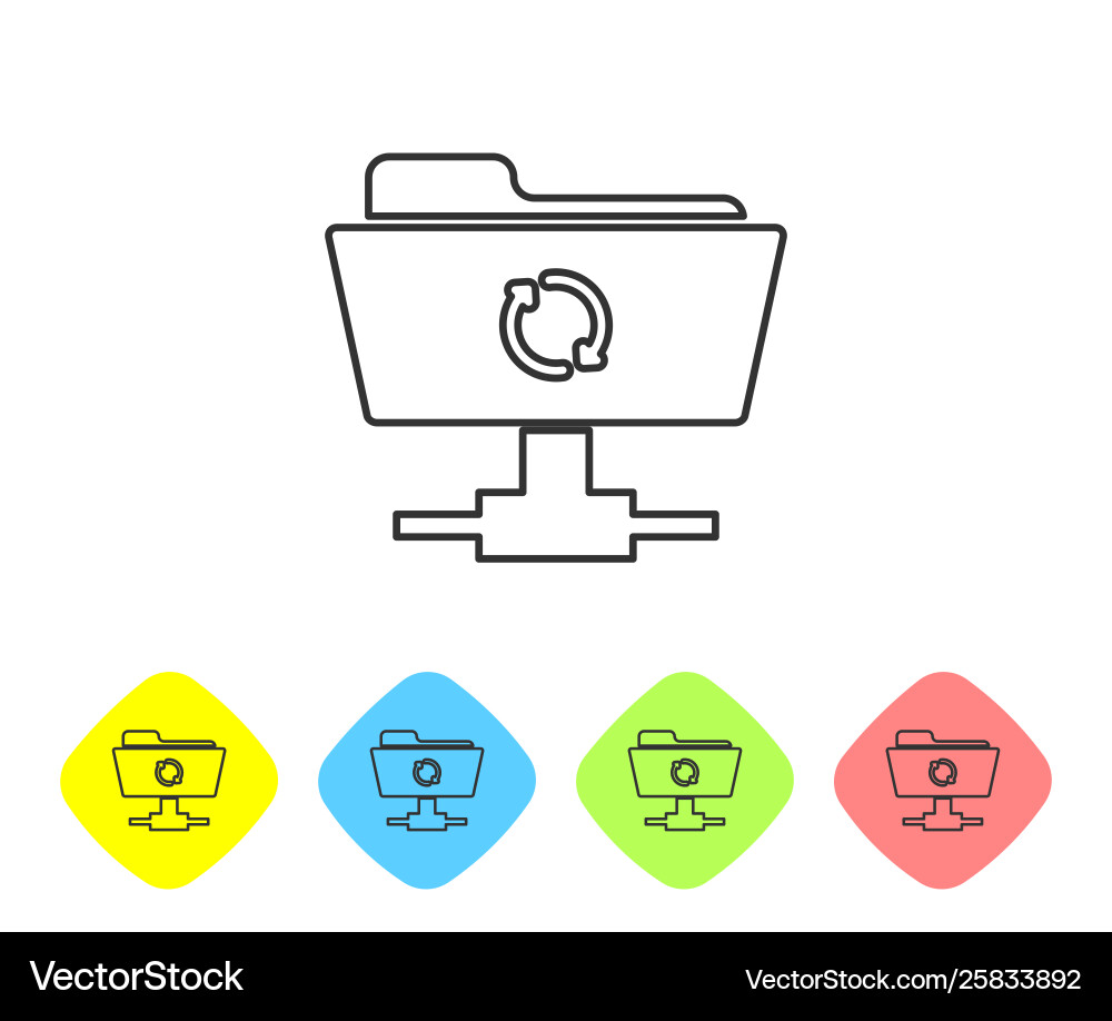 Grey ftp sync refresh line icon isolated on white Vector Image