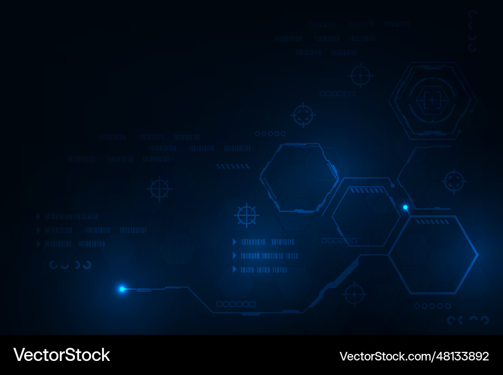 Hi tech line circuit technology with hexagon Hi tech line circuit technology with hexagon Vector Image