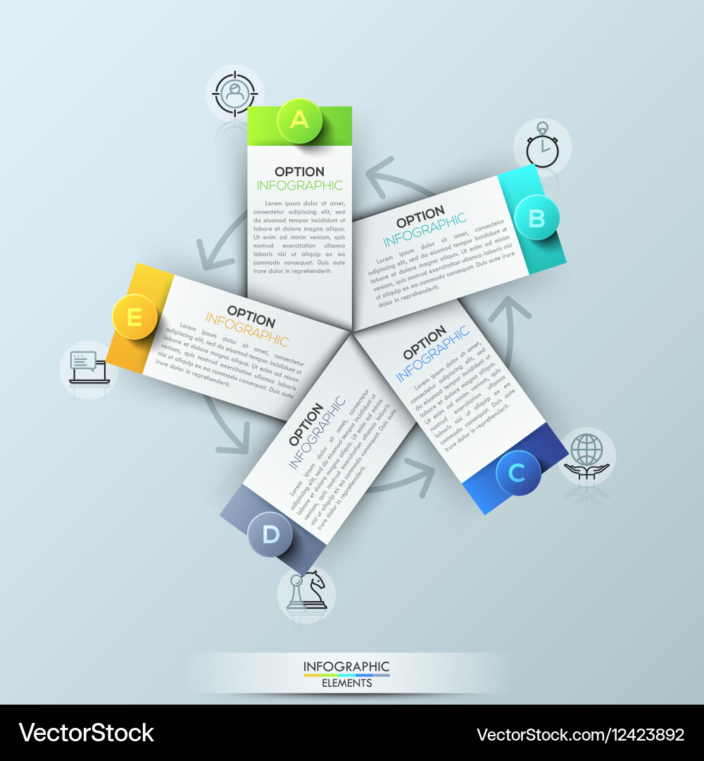 Infographic design template with 5 rectangular Vector Image