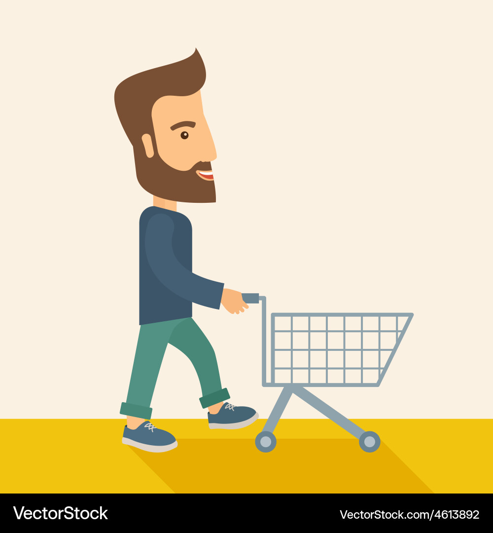 Man with empty cart vector image