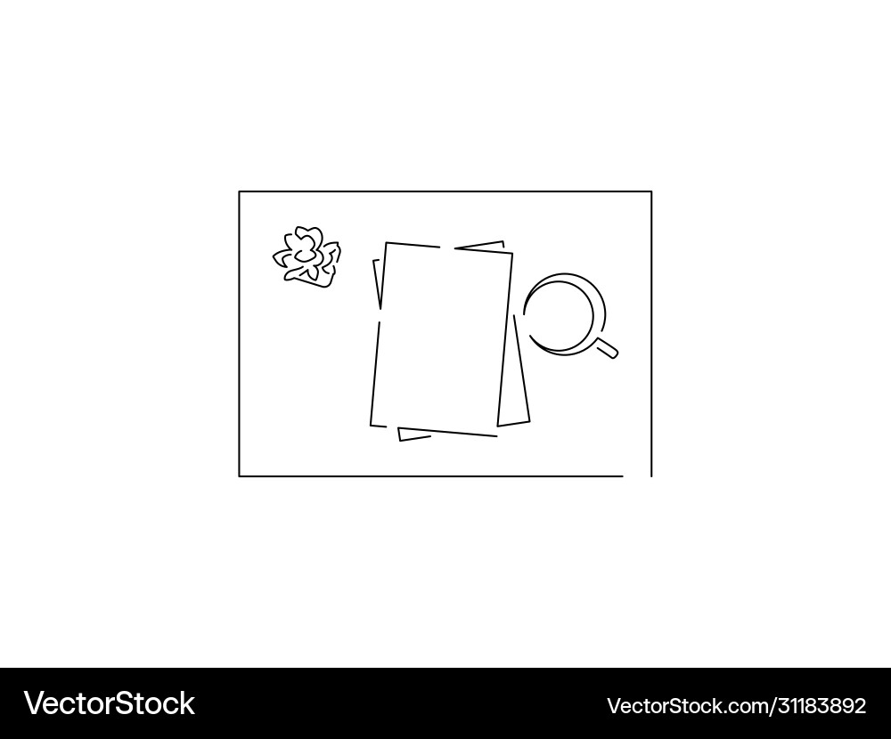 Notebook and coffee isolated line drawing vector image