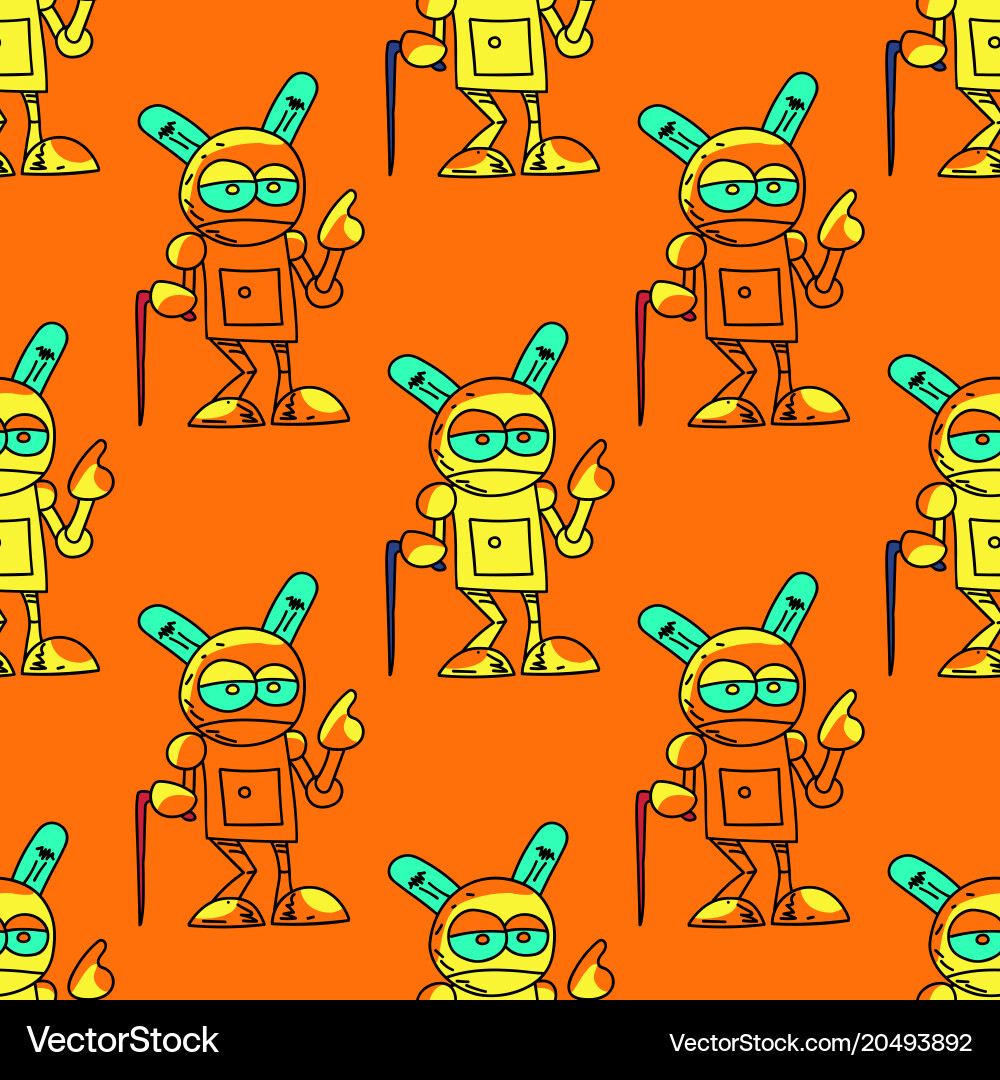 Old robot seamless pattern vector image