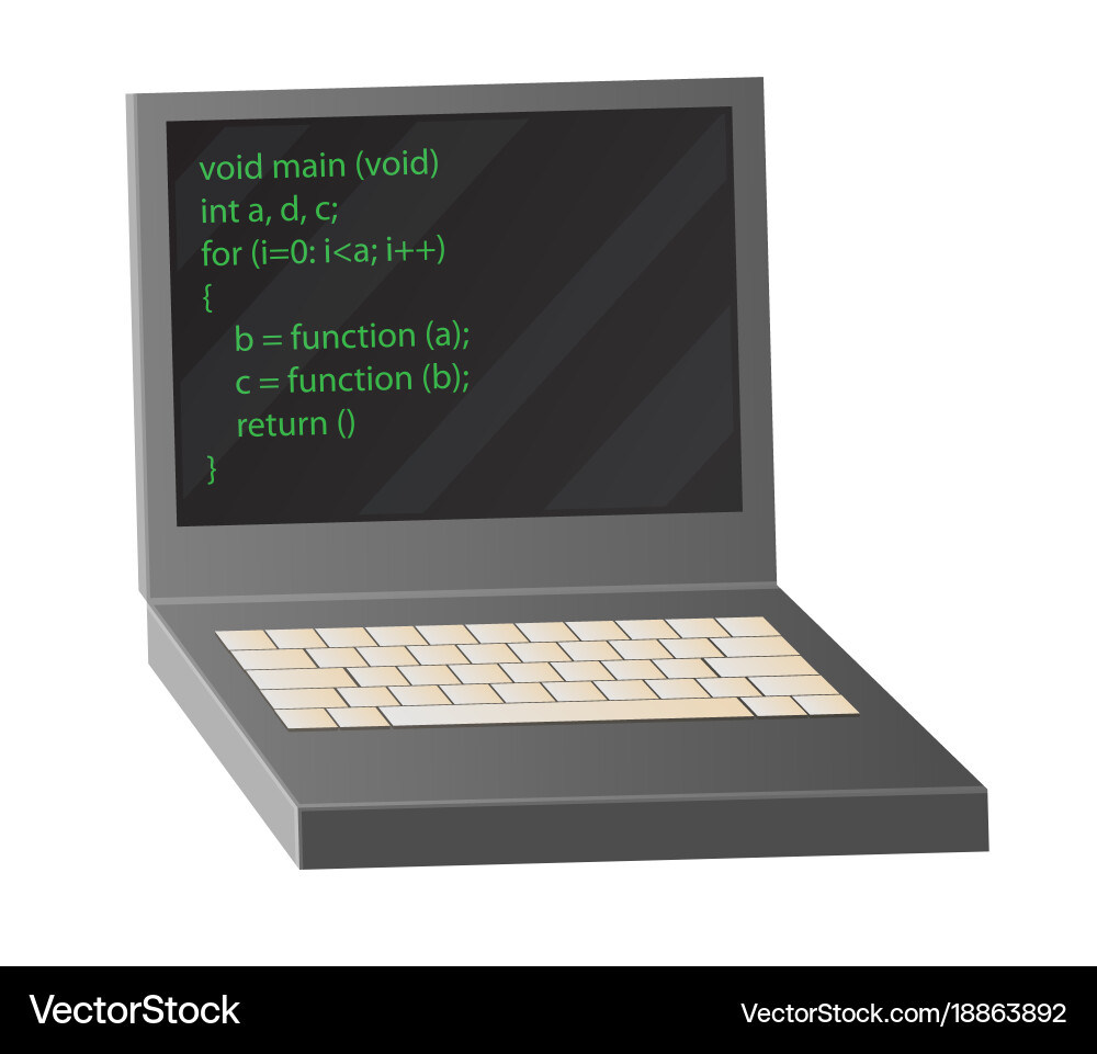 Open notebook depicting coding process vector image