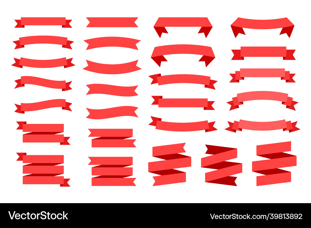 Red Ribbon Banner Set vector image