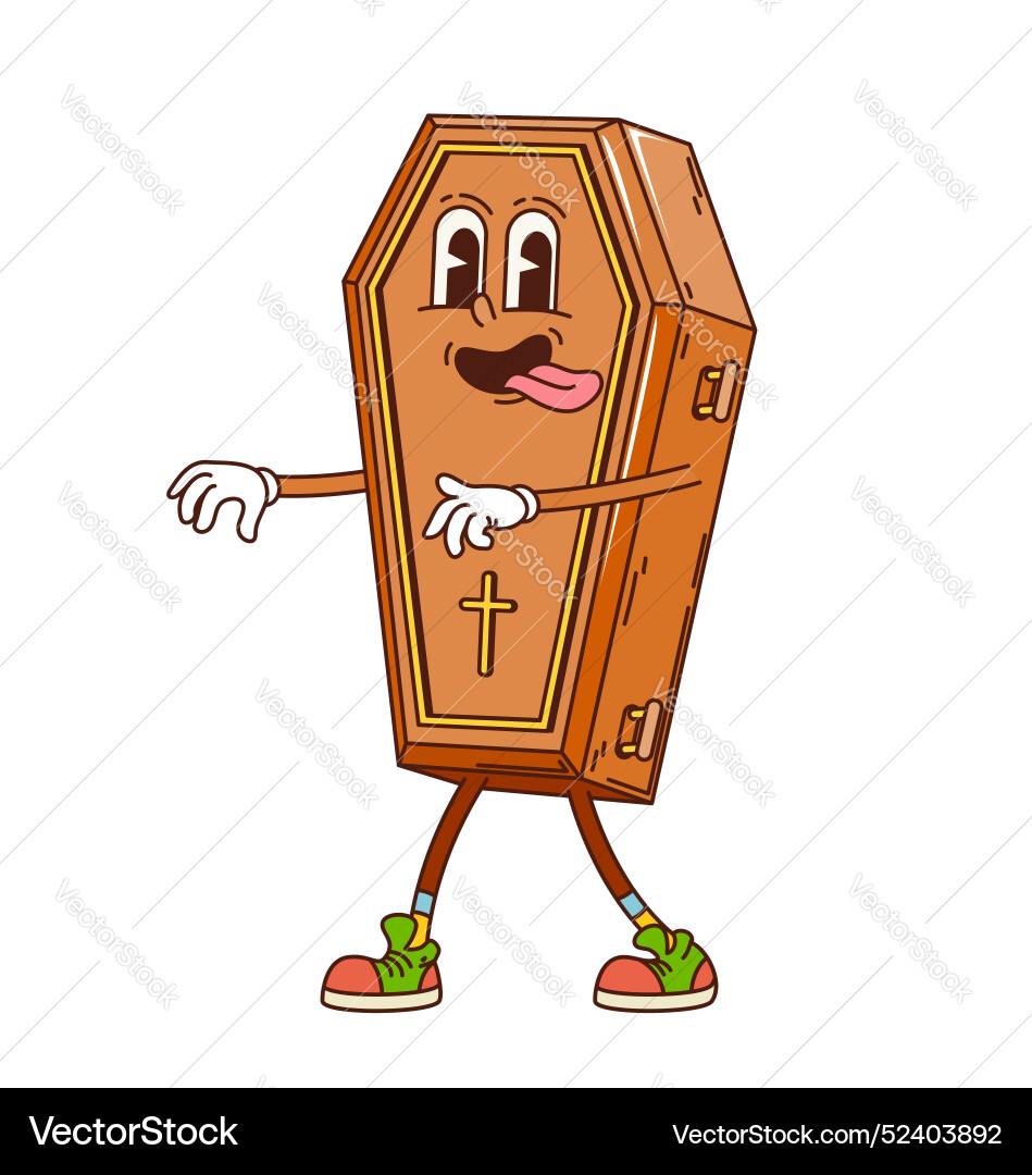 Retro Halloween Coffin Character Vector Image