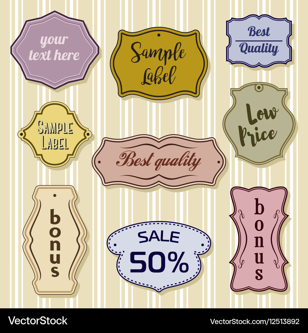 Set 3 of design elements sample labels shapes Vector Image