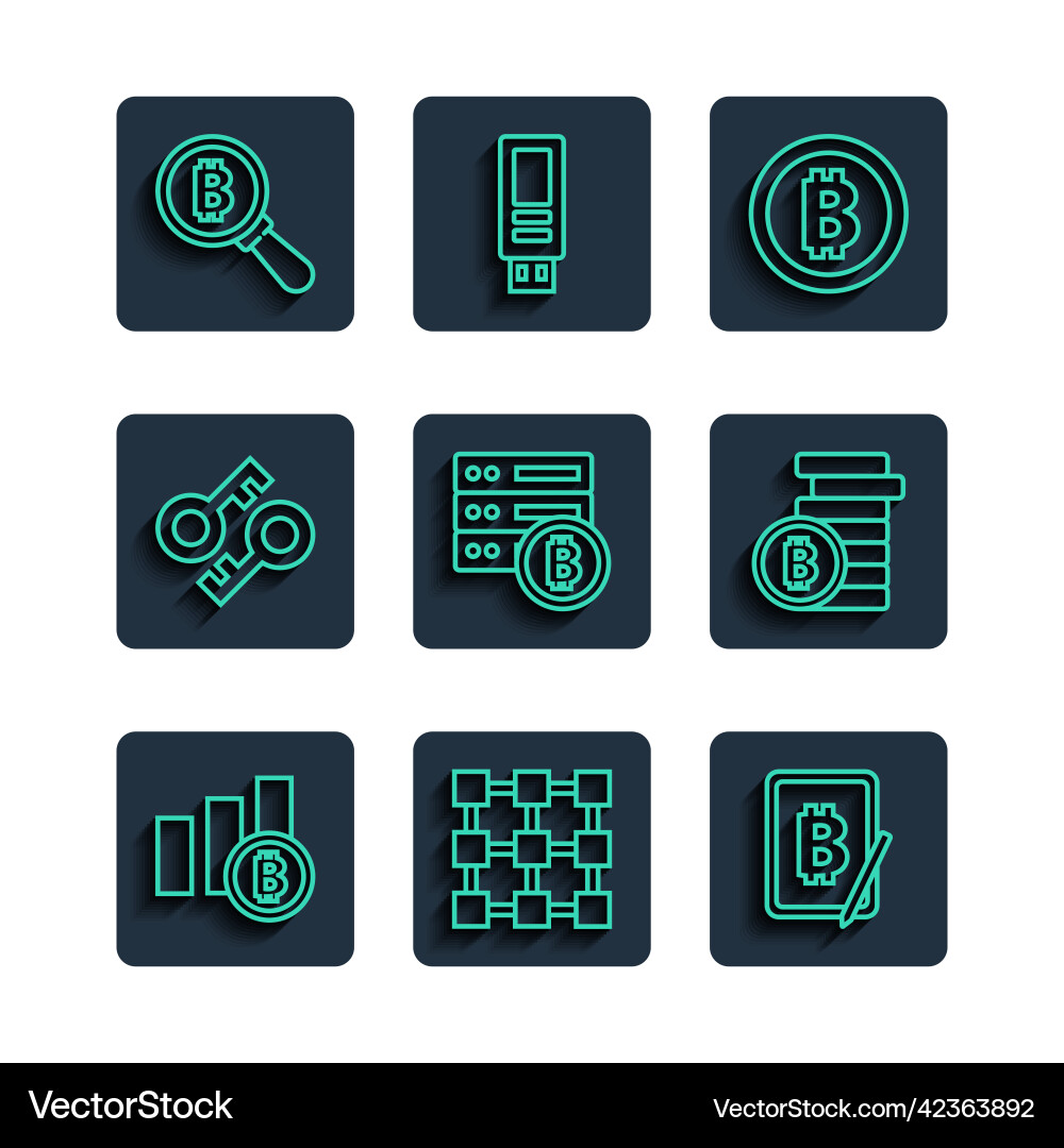 Set line pie chart infographic bitcoin blockchain Set line pie chart infographic bitcoin blockchain Vector Image