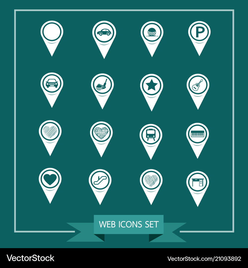 Set of map pointer icons for website Set of map pointer icons for website vector image