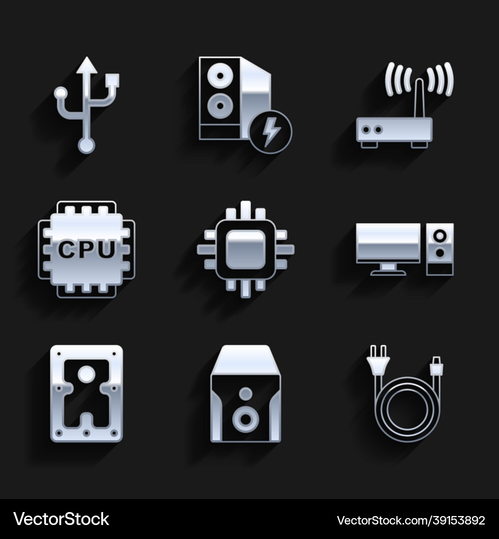 Set processor with cpu uninterruptible power Set processor with cpu uninterruptible power vector image