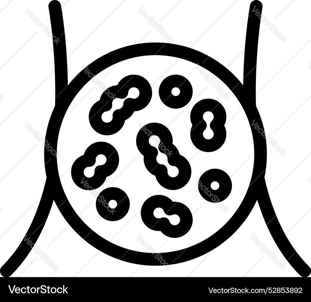 Simple icon of a lymph node with bacteria inside Simple icon of a lymph node with bacteria inside Vector Image