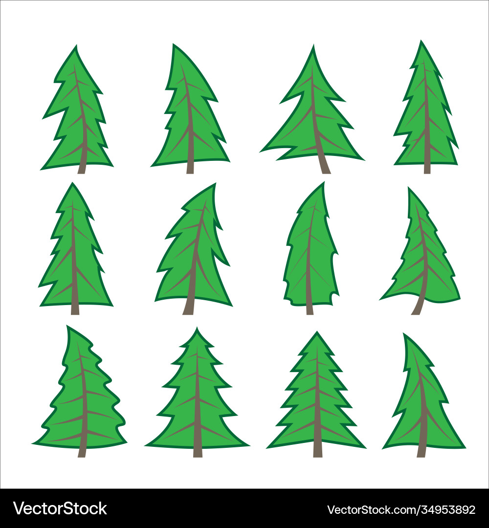 Trees collection design elements icons set Trees collection design elements icons set vector image