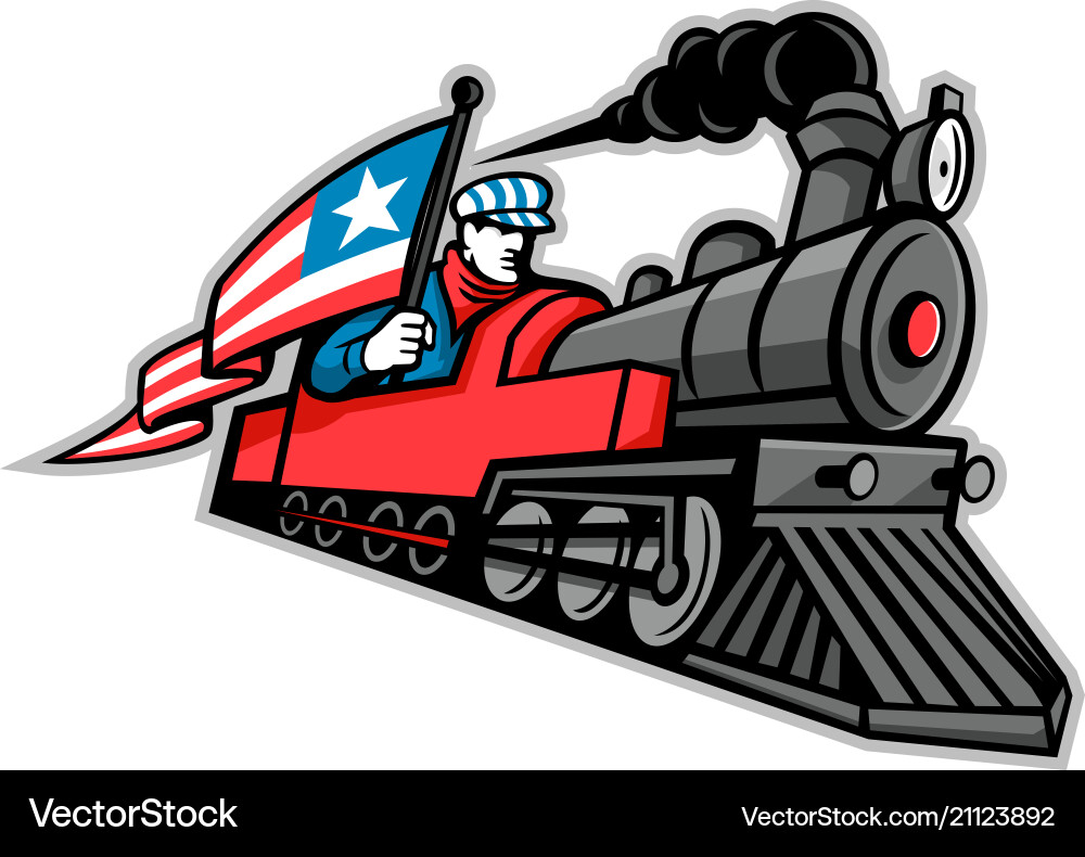 Vintage Steam Train Mascot vector image