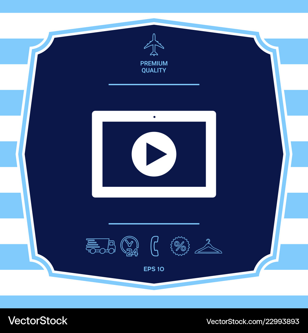 Computer tablet with play button icon graphic Computer tablet with play button icon graphic Vector Image