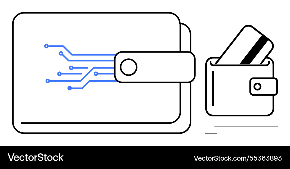 Digital wallet with circuit icon and physical Vector Image