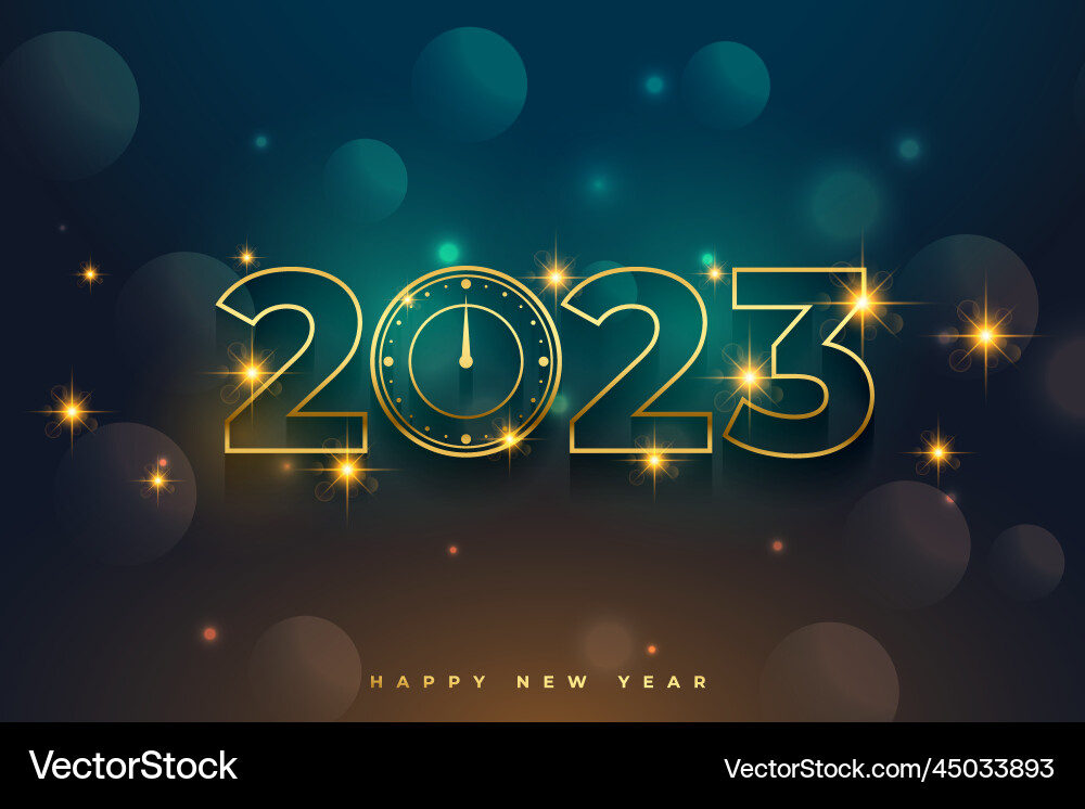 Elegant 2023 new year event banner with bokeh Vector Image