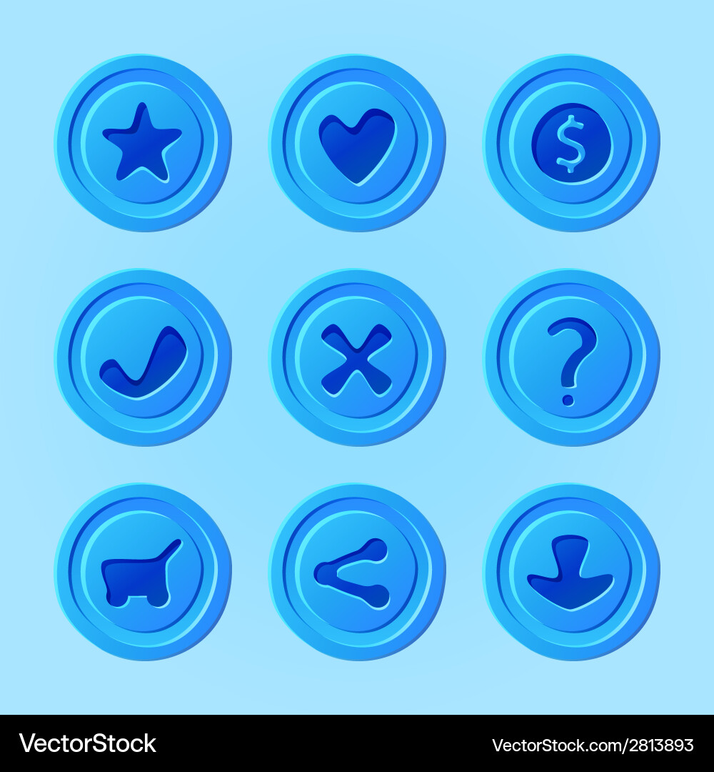 Game ui menu blue elements - set for mobile vector image