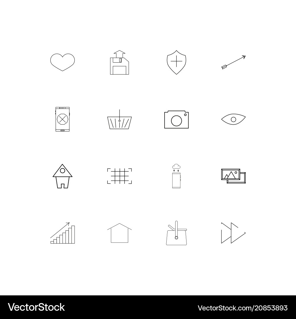 Interface linear thin icons set outlined simple vector image