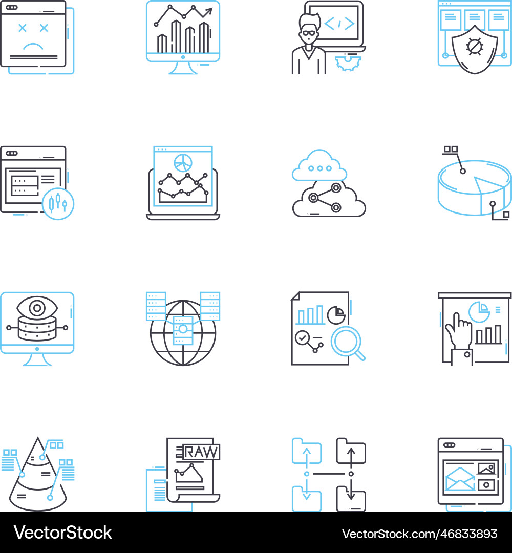 Performance evaluation linear icons set metrics Vector Image