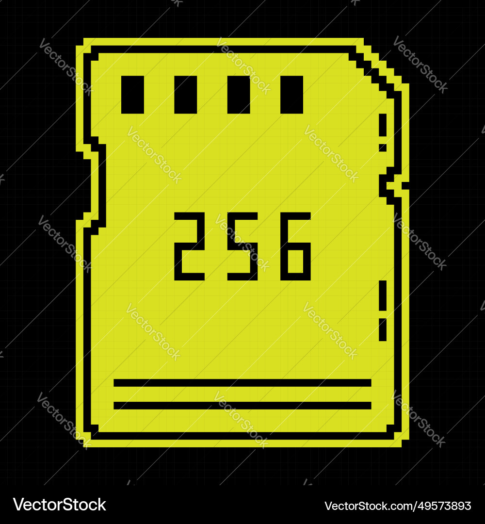 Pixel icon memory card for storing information vector image
