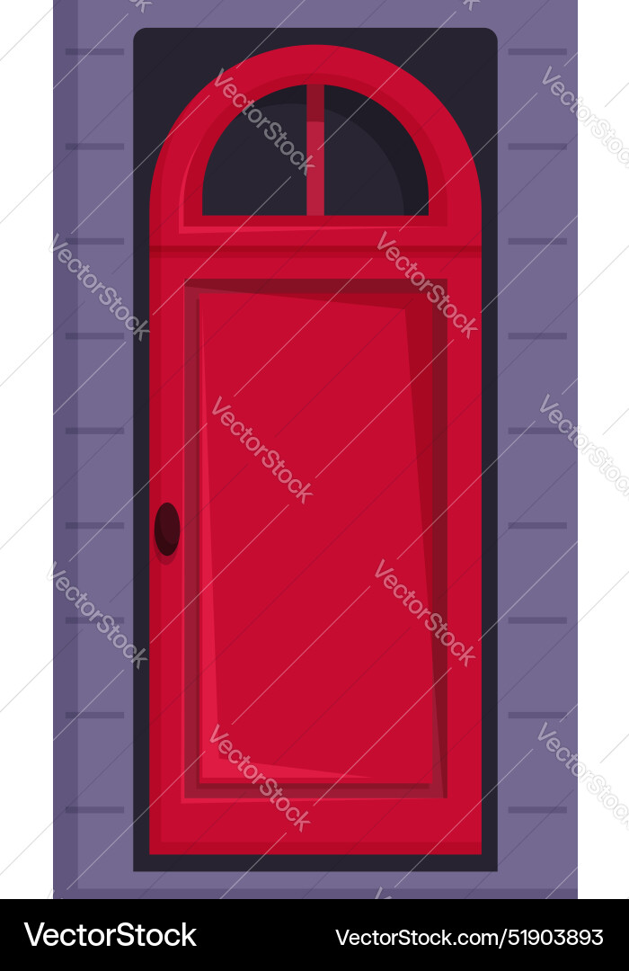 Red front door with arched transom window Vector Image
