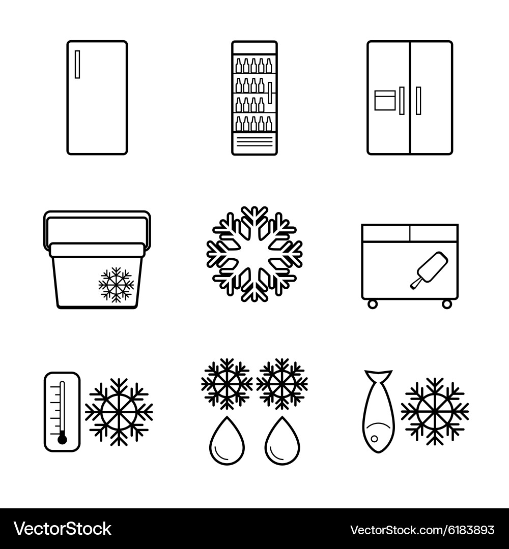 Refrigerator Line Icons Vector Image