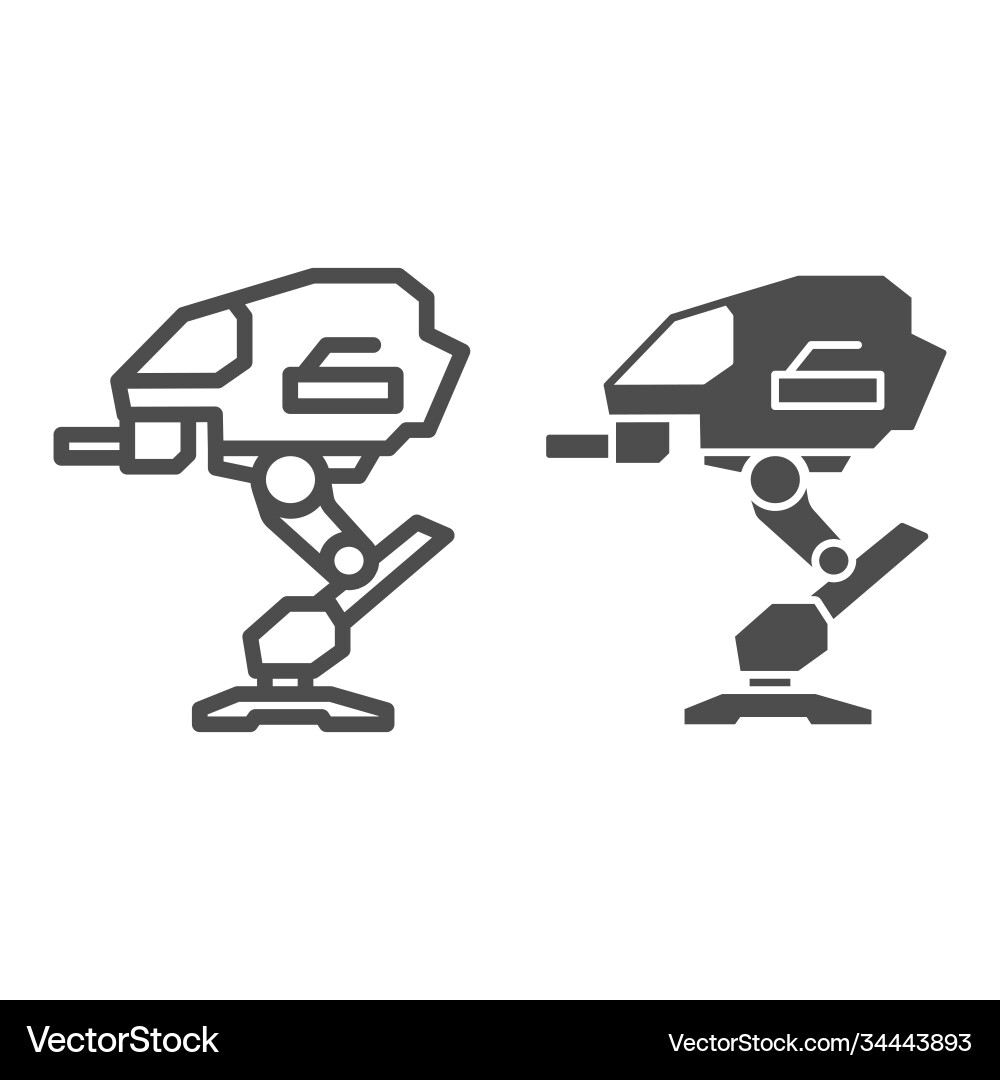 Robot warrior line and solid icon robotization Vector Image