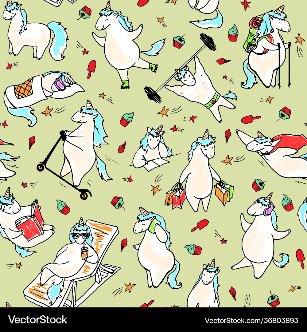 Seamless pattern with unicorns Seamless pattern with unicorns vector image