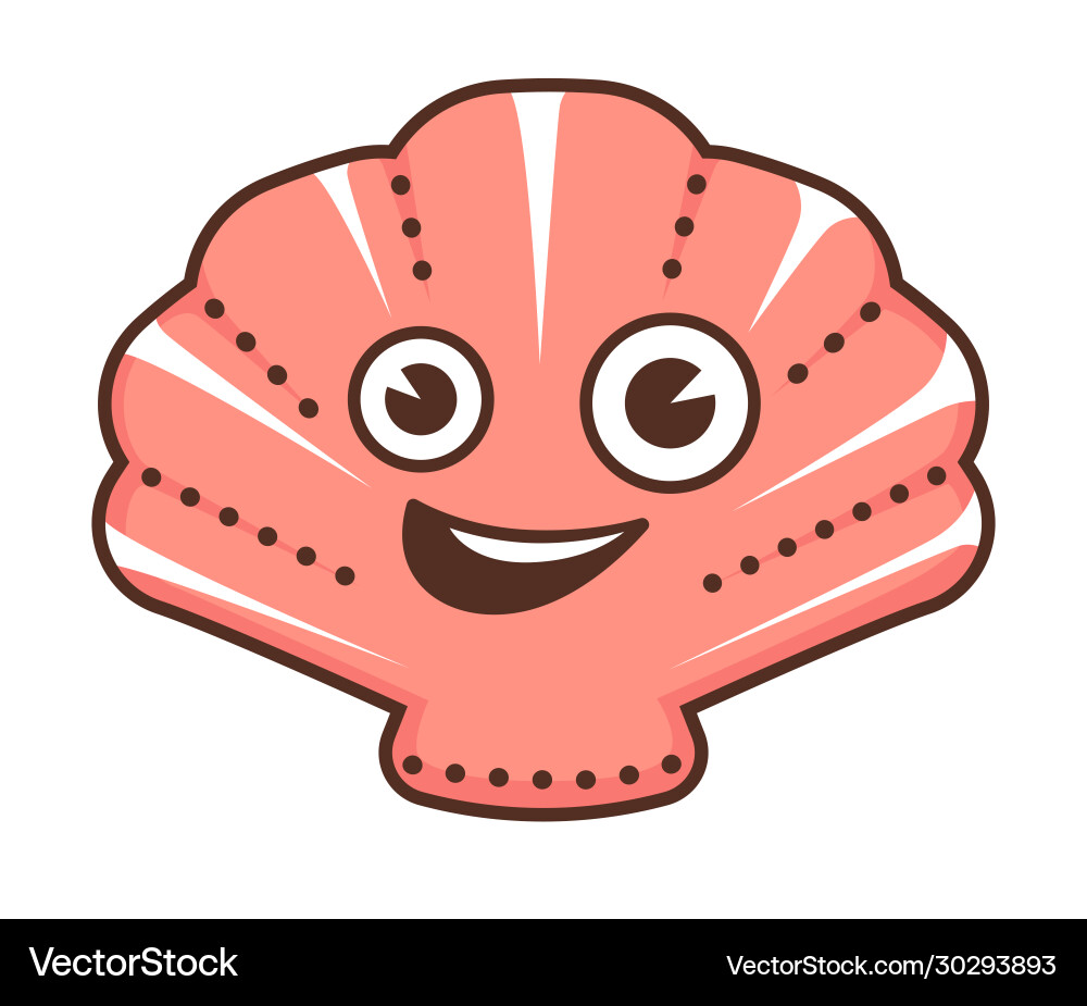 Seashell character with smile on face marine Seashell character with smile on face marine vector image