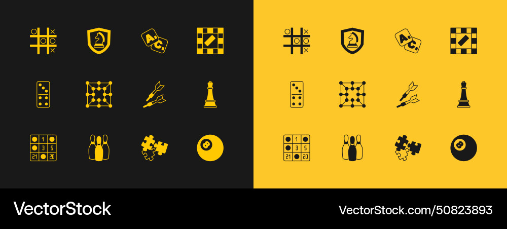 Set board game bowling pin dart arrow puzzle vector image