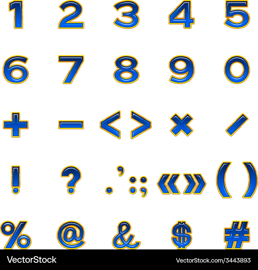 Set of numbers and signs buttons Vector Image