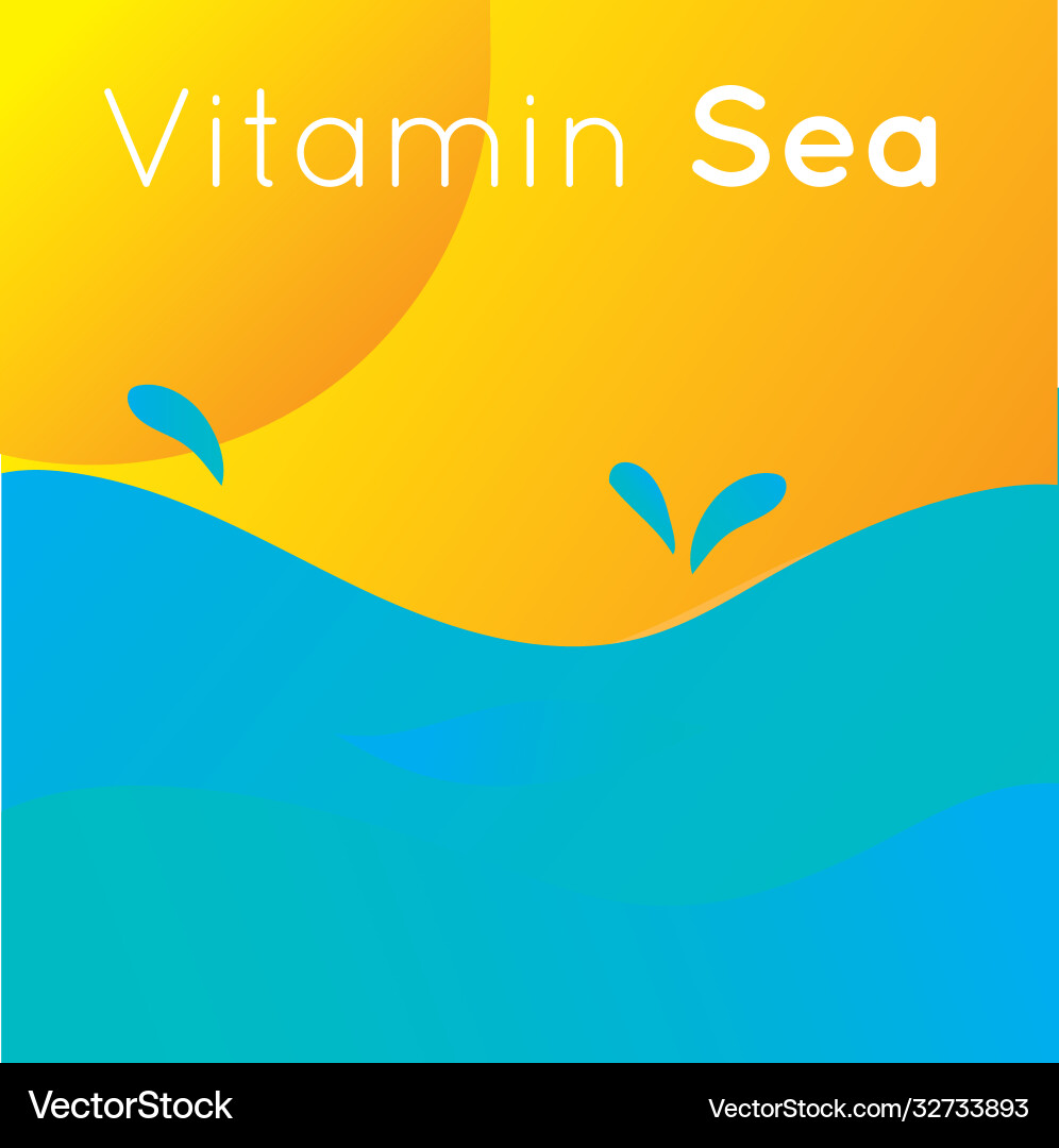 Vitamin sea colorful banner with beach Vitamin sea colorful banner with beach vector image