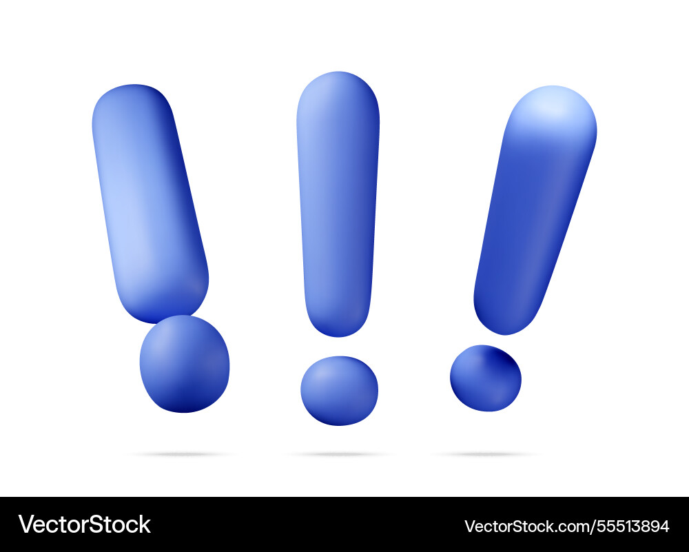 3d blue exclamation mark isolated on white Vector Image