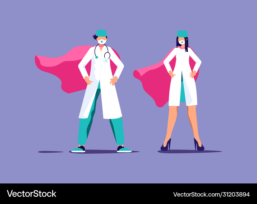Arzt und Krankenschwester Superheld Arzt und Krankenschwester Superheld vektorbild