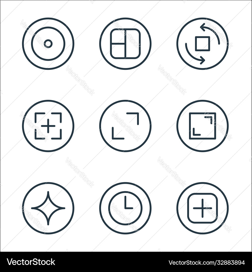 Camera line icons linear set quality vector image