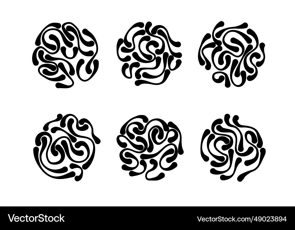Circles with abstract stoke lines Circles with abstract stoke lines Vector Image