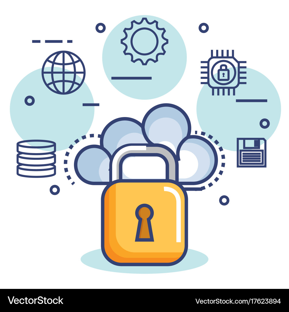 Cloud computing set flat icons Vector Image
