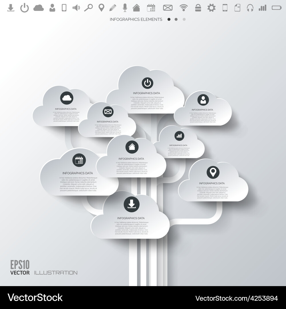 Cloud icon flat abstract background with web vector image