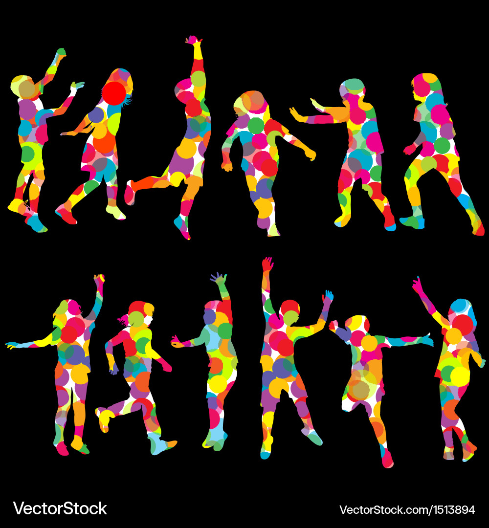 Colorful Child Silhouettes Vector Image