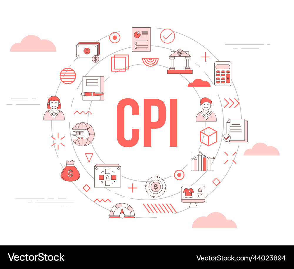Cpi consumer price index concept with icon set Cpi consumer price index concept with icon set vector image