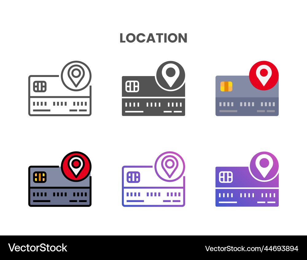 Credit card location icon set with different style Credit card location icon set with different style vector image