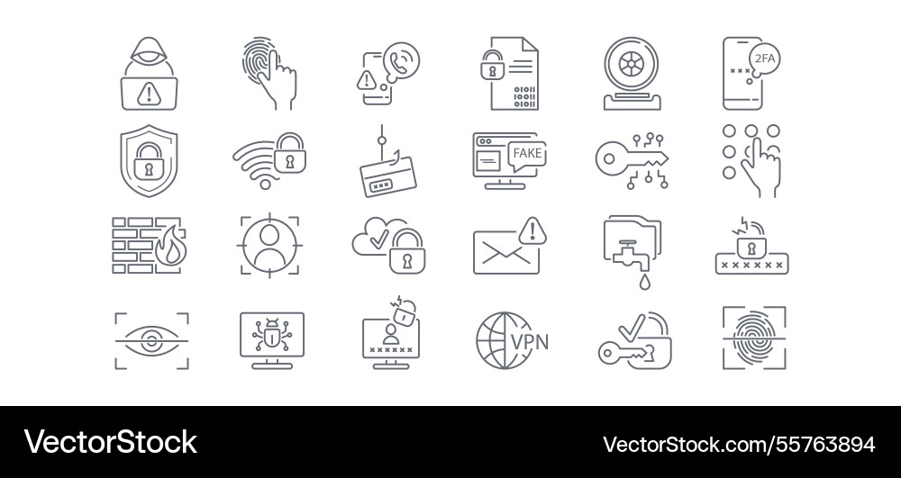 Cyber security line icon set data protection Cyber security line icon set data protection vector image