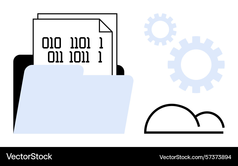 Digital file management with binary code cloud Digital file management with binary code cloud vector image