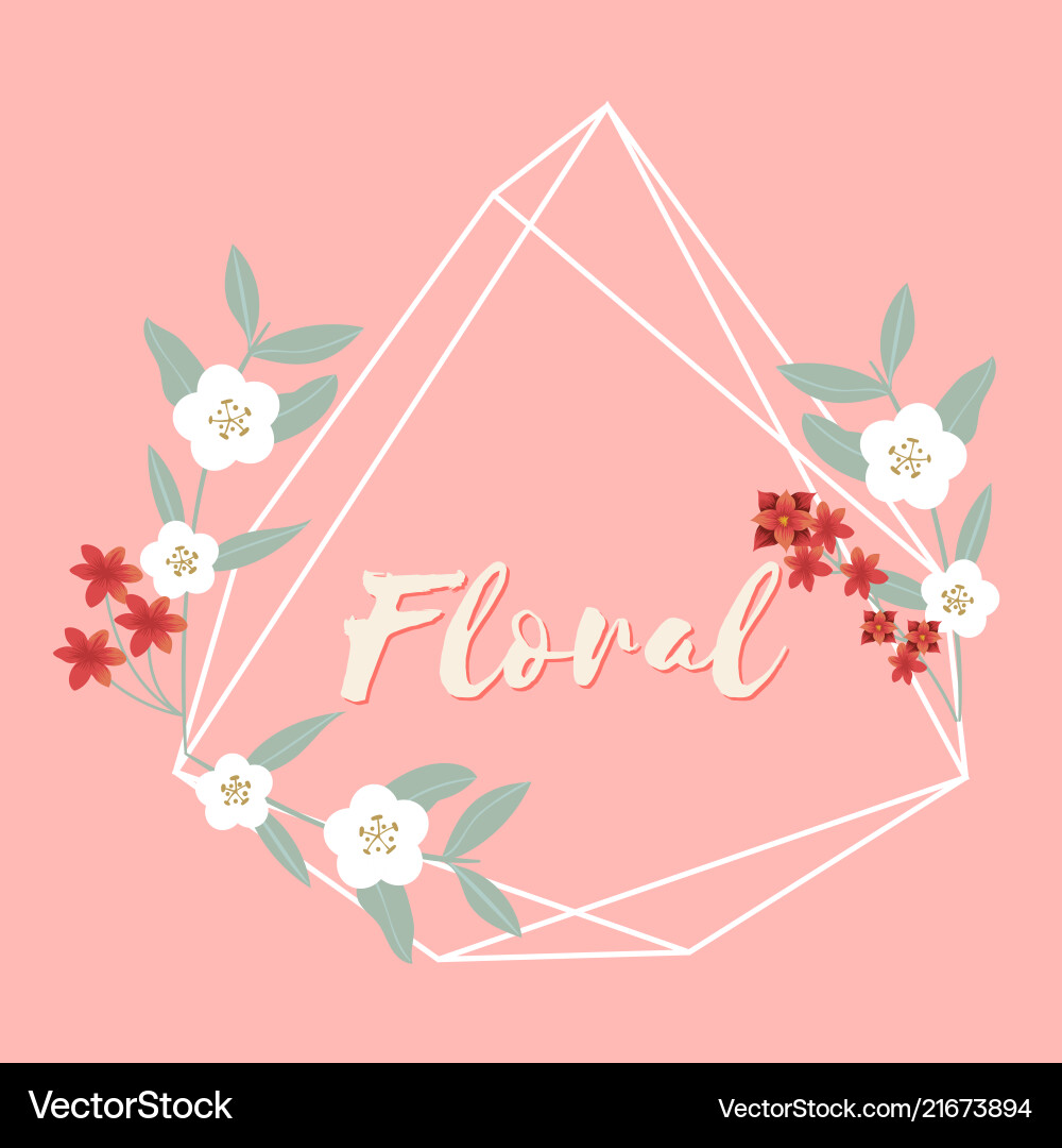Floral flower geometry frame pink background Floral flower geometry frame pink background vector image