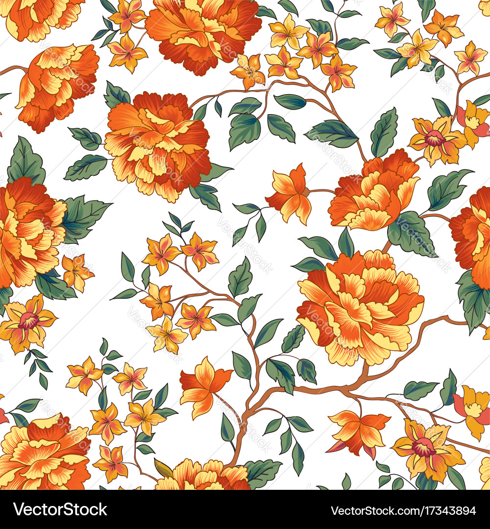 Floral seamless pattern ornamental flower vector image