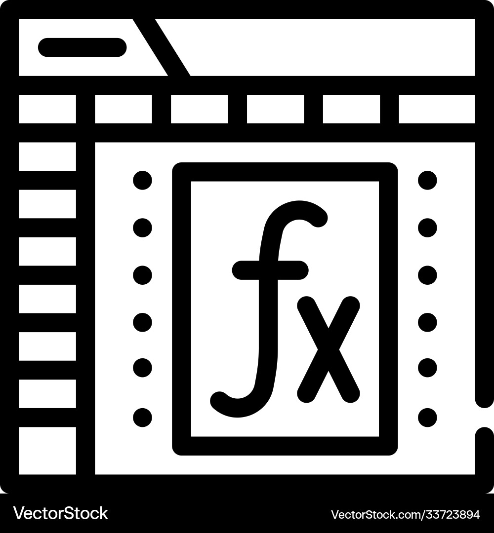 Formula and function electronic document line icon Formula and function electronic document line icon vector image