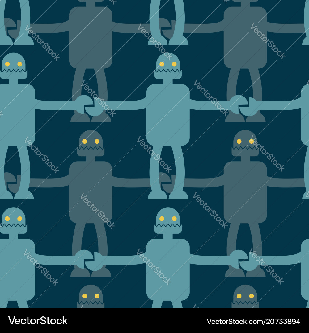 Friendly robot seamless pattern retro toy vector image