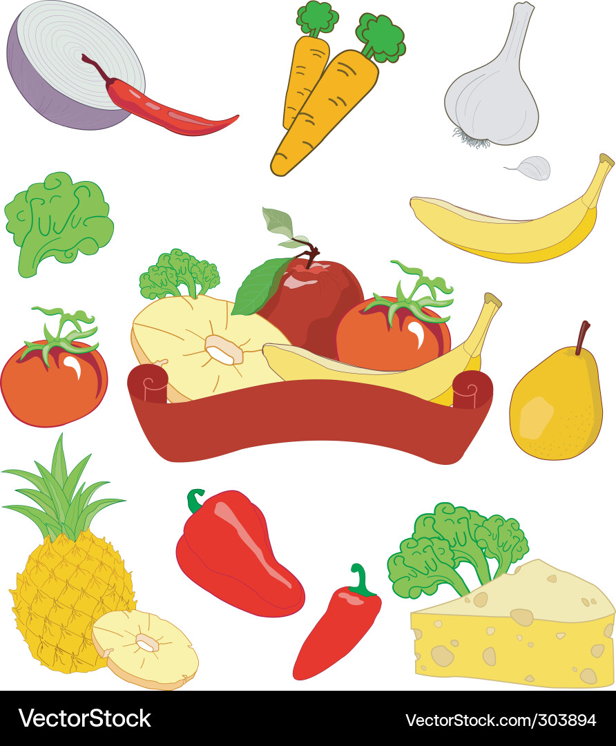 Fruits and vegetables Vector Image