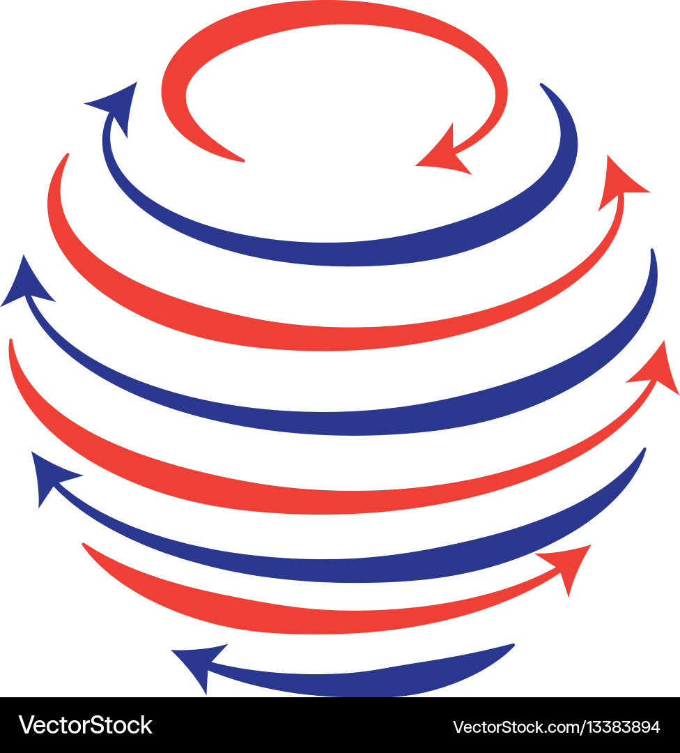 Globe with circular lines and arrows vector image